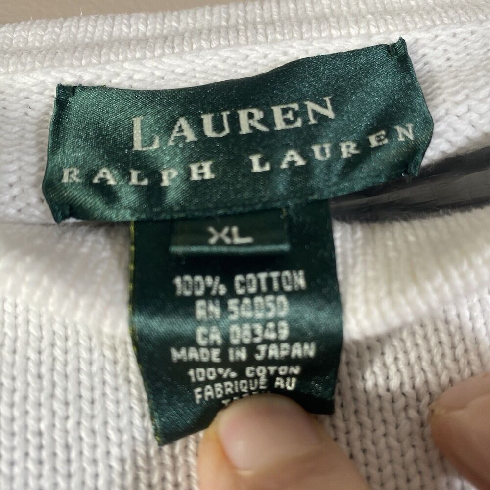 Lauren Ralph Lauren LRL Sweater White Stripe Cotton Knit Japan Women’s XL - Picture 8 of 13